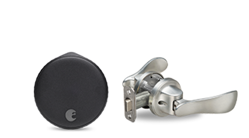 matte back Wi-Fi Smart Lock with satin nickel Navis Paddle