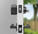 August smart lock pro shown in dark gray on the interior of a door