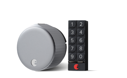 An August Wi-Fi Smart Lock & Keypad and their shadows are shown