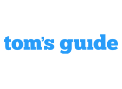 Tom's guide written in blue