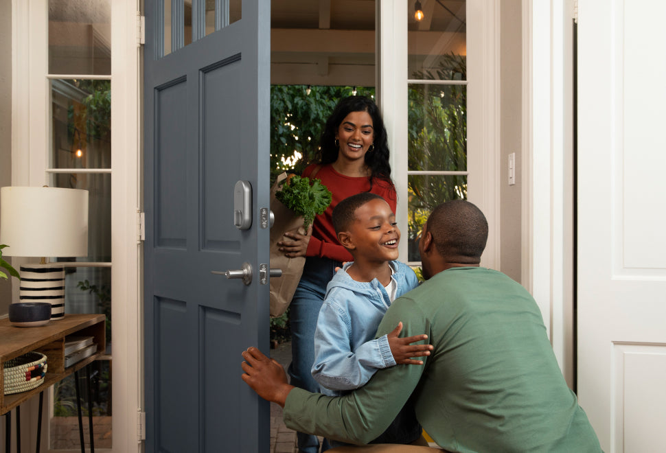 welcoming in family through the front door