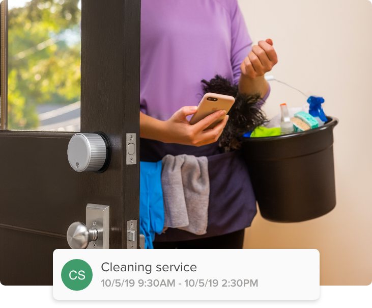 A cleaning service entering the house using their August app guest access