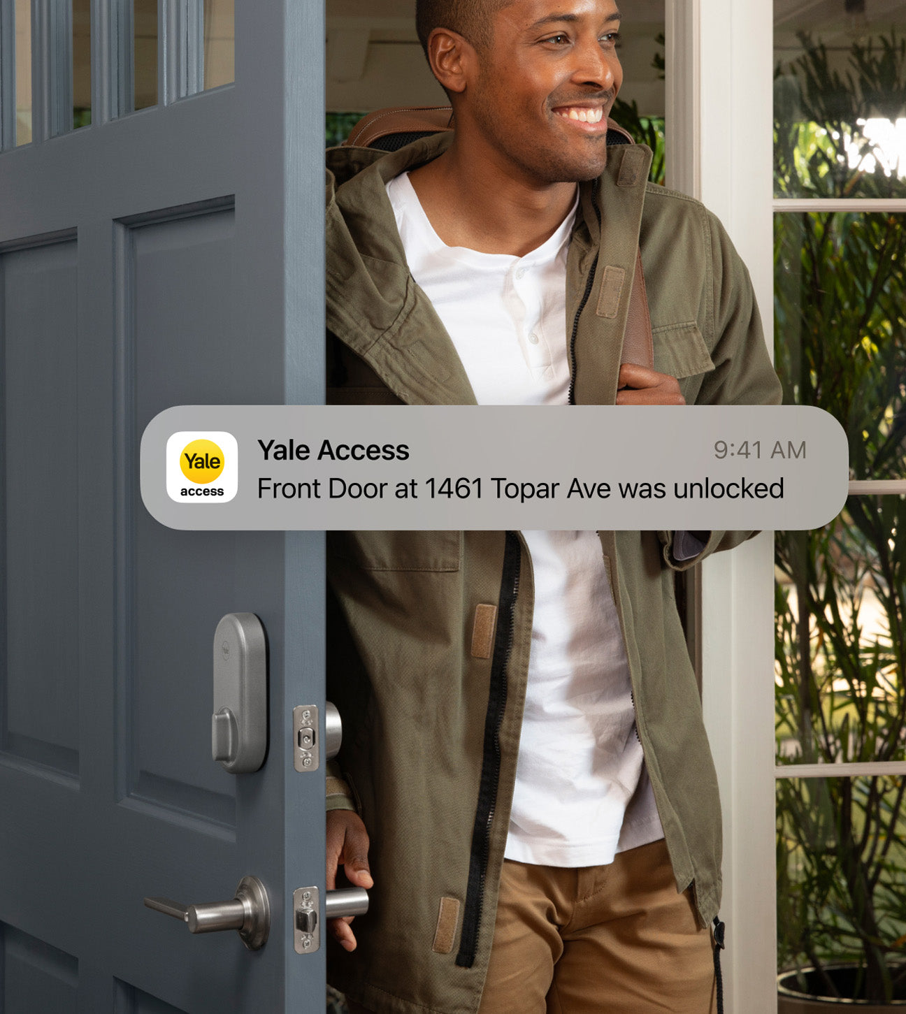 popup showing Yale Access Front Door at 1461 Topar Ave was unlocked