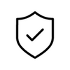 Black shield icon with a checkmark in it