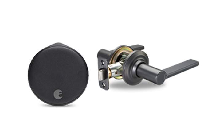 August Wi-Fi Smart Lock + Valdosta Lever in Black Silver