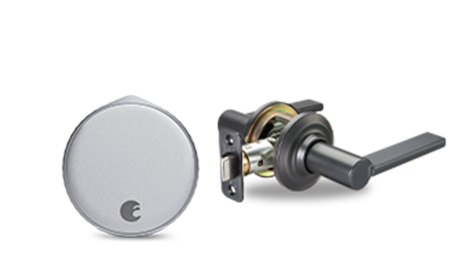 August Wi-Fi Smart Lock + Valdosta Lever in Black Silver